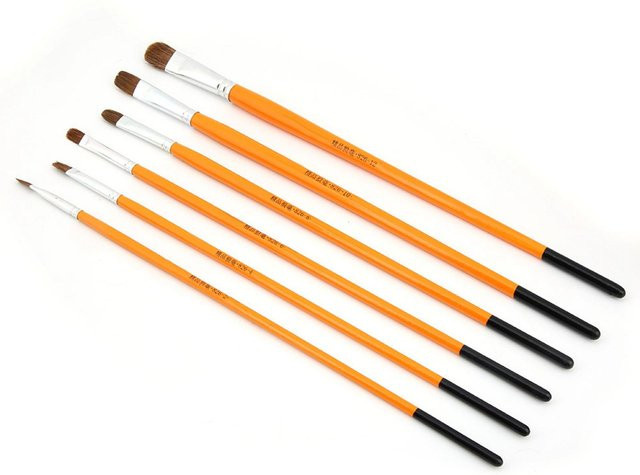 Igeteck 6er Set Malpinsel aus reinem Wolfshaar für Gouache und Aquarell in Gelb, Schwarz und Multicolour - Bild 1
