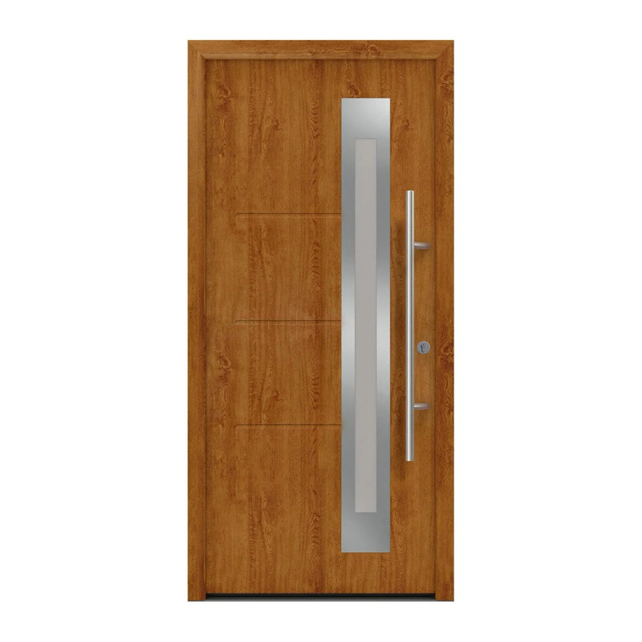 EcoStar Haustür Isopro Secur IPS 780S mit Glaseinsatz, Farbe Golden Oak (Braun), B/H: 110 x 210 cm, DIN Rechts, RC2 Sicherheit, Modernes Design aus Stahl und Aluminium - Bild 2