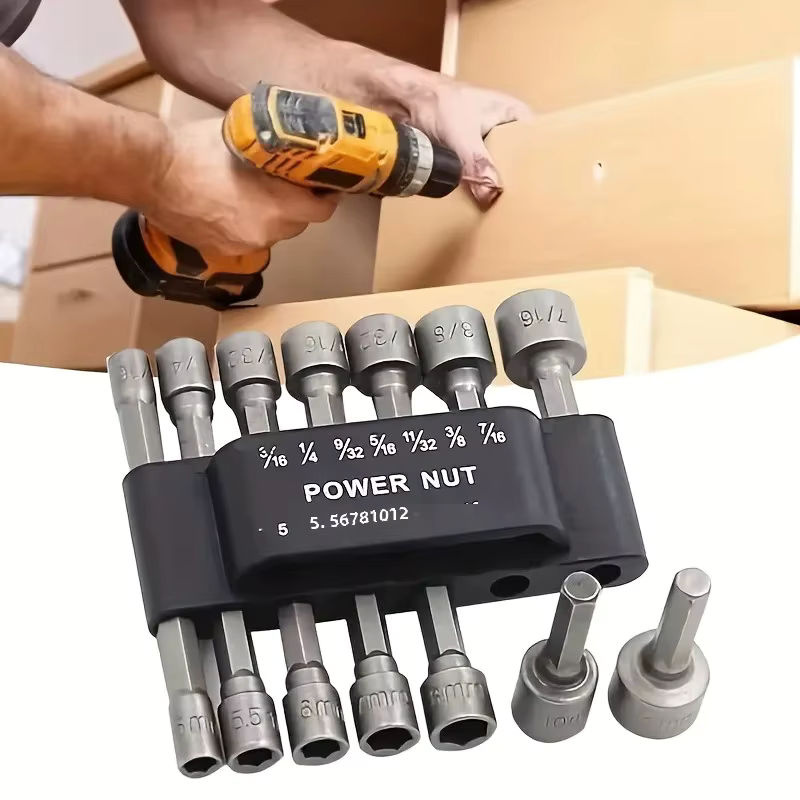 LIXIU Power Nuts Treiber Bohrer Set mit 1/4 Sechskantschaft aus CRV in Grau und Silber - Bild 5