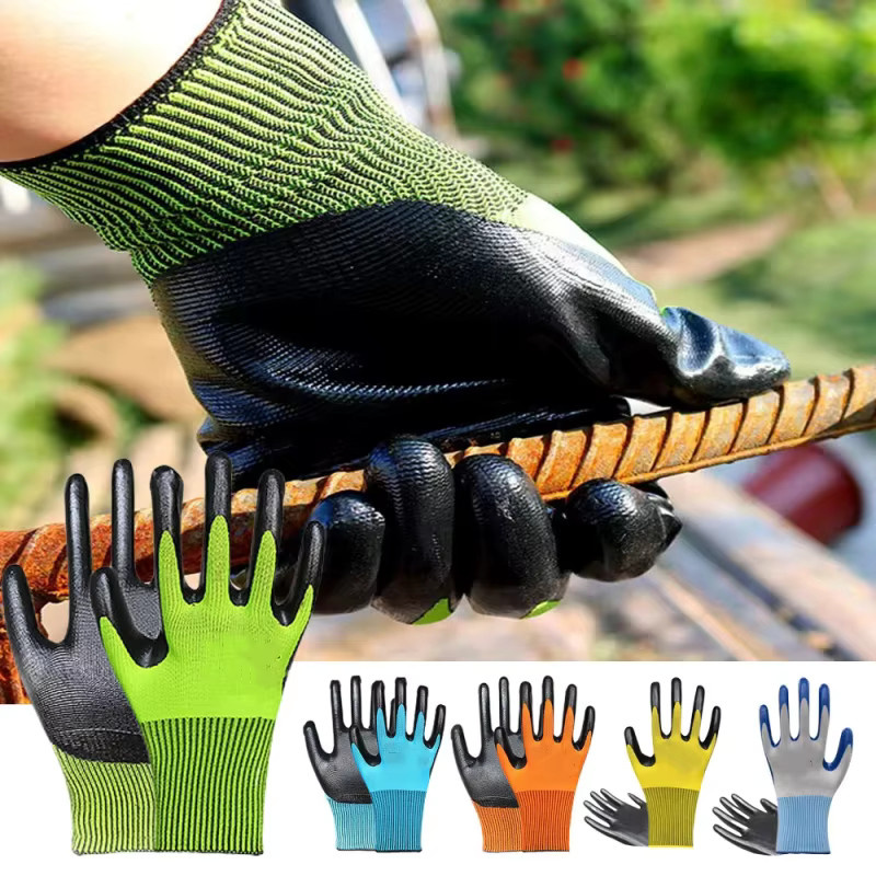 20 Stück Nitrilbeschichtete Arbeitshandschuhe von YUMARCH in Gelb, robuste nahtlose Strick-Sicherheitshandschuhe für Industrie und Gartenarbeit - Bild 5