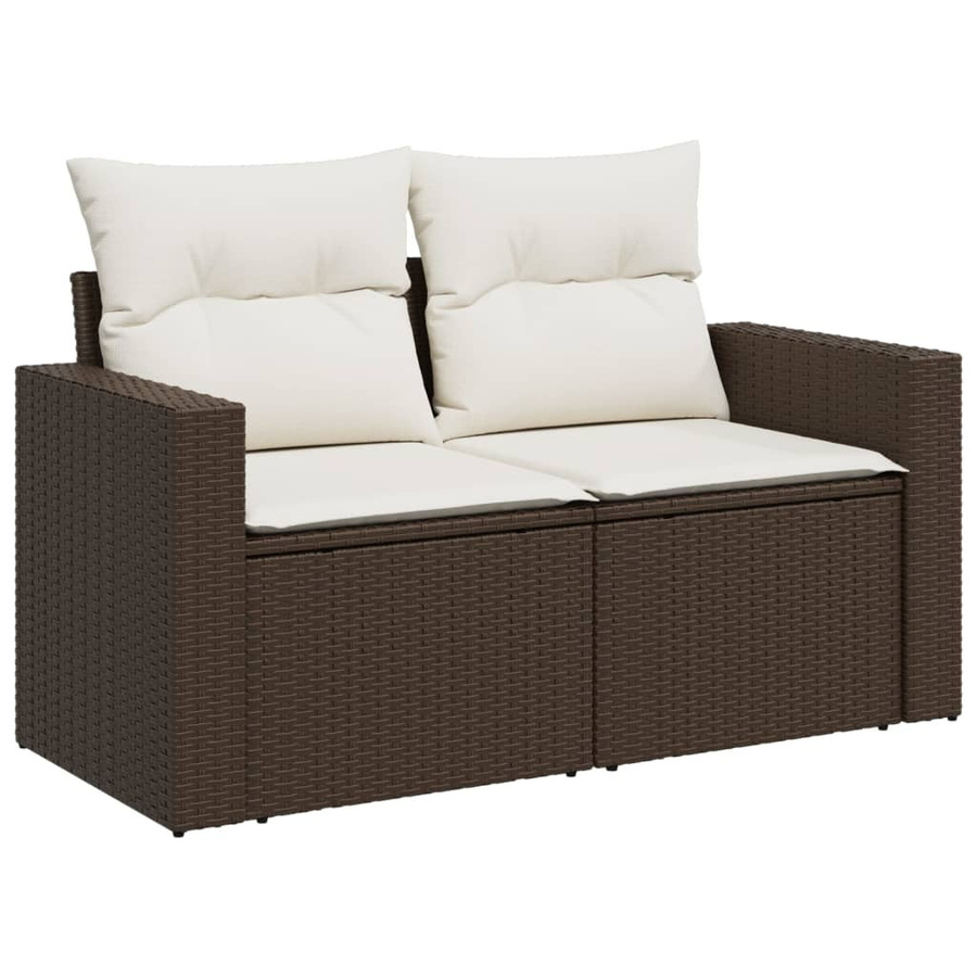 vidaXL 11-tlg. Garten-Sofagarnitur in L-Form aus Polyrattan mit Kissen, Braun - Bild 5
