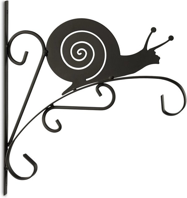 Relaxdays Blumenampelhalterung aus Eisen im 2er Set mit Schneckenmotiv in Schwarz, B/H/T: 30 x 30,5 x 2 cm - Bild 1