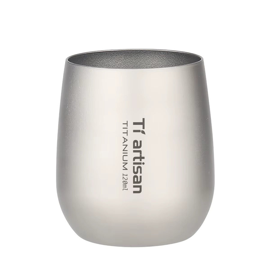 Tiartisan Kaffeetasse aus Titan in Silber, doppelwandig, 120 ml, verbrühungssicher, tragbares Trinkgeschirr für Camping und Outdoor - Bild 4