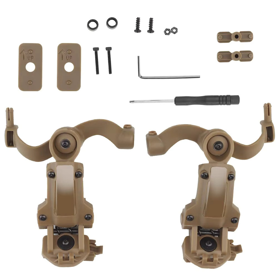 Booiu Fast Helm Arc Wendy Rail Adapter Aufhängung für Kopfhörer mit Multi-Angle-Rotation in Beige und Braun - Bild 2