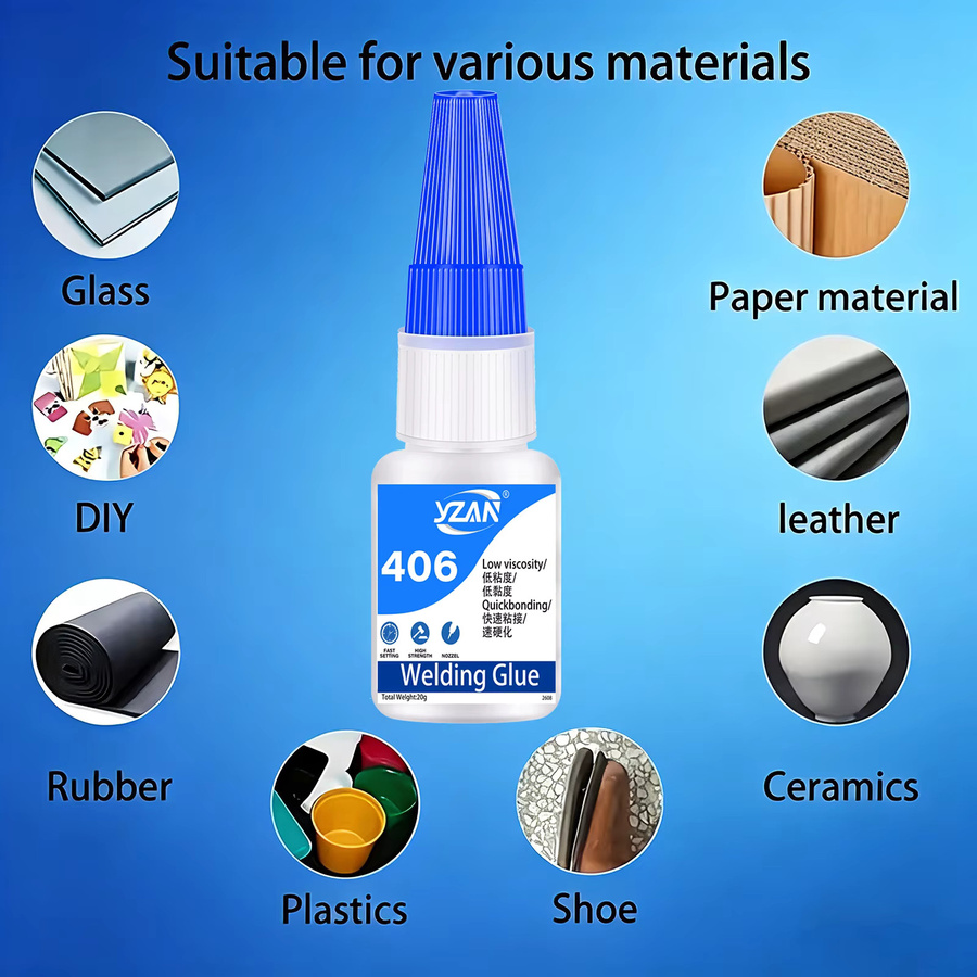 YZAN 406 Superkleber Hydroacrylat-Kleber für Leder, Gummi, Holz, Metall und Kunststoff, schnell trocknend und sofort stark haftend - Bild 2