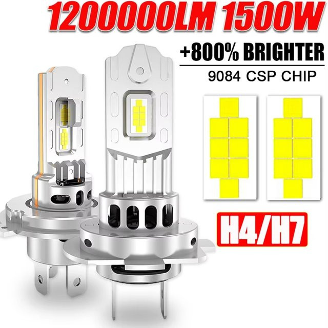 XMSJ H4 Bi LED Scheinwerfer für Auto mit CANBUS, 6500K High Power LED-Lampen, Silber - Bild 1