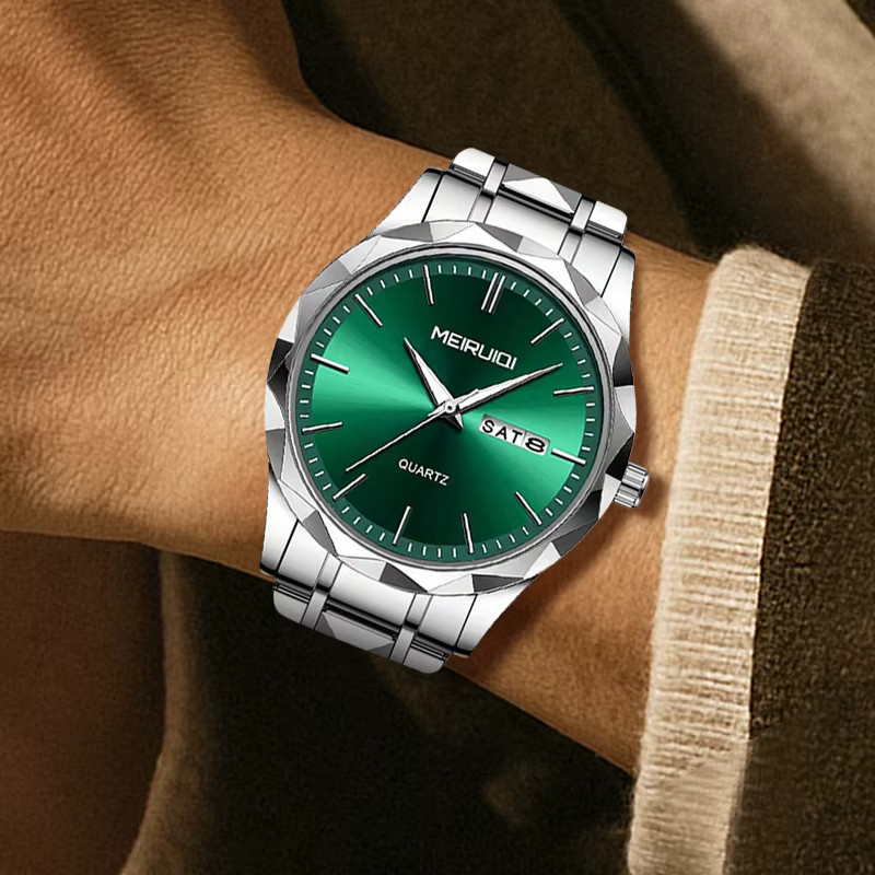 MEIRUIQI Armbanduhr Edelstahl, Silber, Quarz, Analog-Digital, Herren - Bild 5