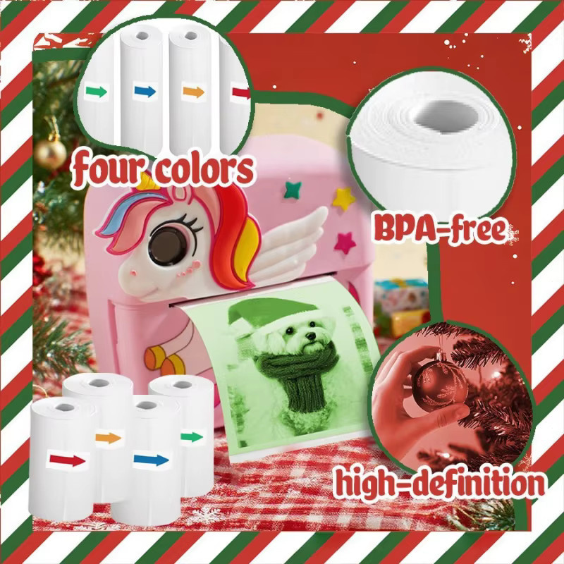 2 Stück buntes BPA-freies Thermopapier für Kinderkameras, Breite: 57 mm, Farben: Grün, Blau, Rot, Orange - Bild 2