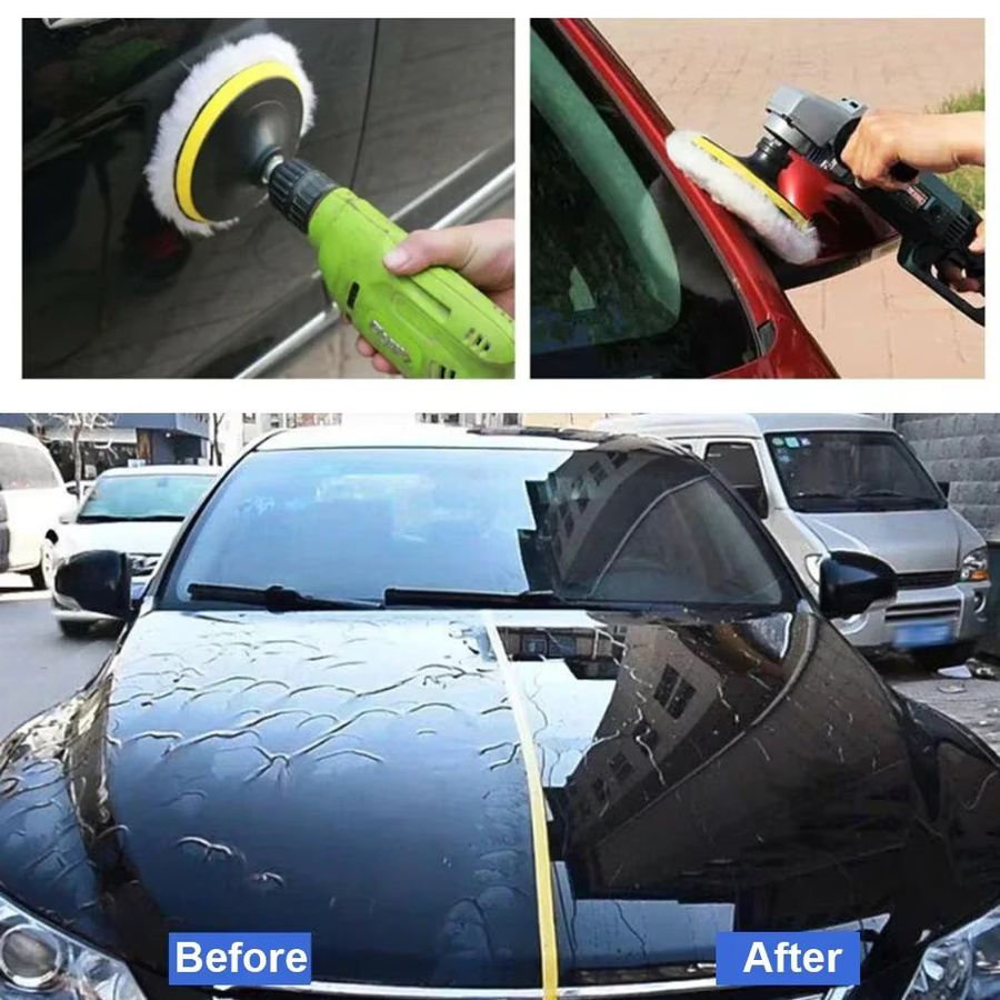 Polierpad Set aus Wolle für Auto Polierer und Bohrer, Polier-Disc-Kit zum Polieren und Wachsen, 6 und 7 Zoll - Bild 4