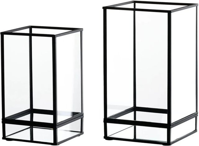 Ritzenhoff & Breker Nero Windlichter-Set 2-teilig, eckig, schwarz und transparent, Industrial Design für Stumpenkerzen - Bild 1