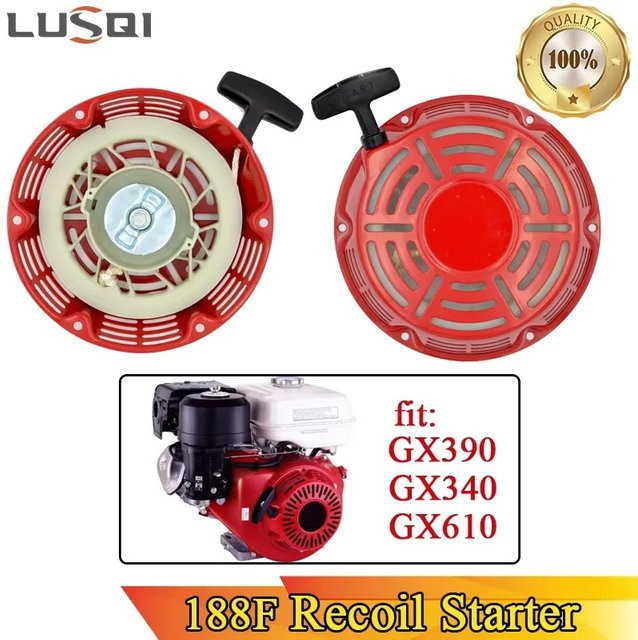 LUSQI Reversierstarter 188F für Benzin-Generatoren und Wasserpumpen, Ersatzteil für Honda 190F 192F GX340 GX390 GX610 GX620, Farbe: Rot - Bild 1
