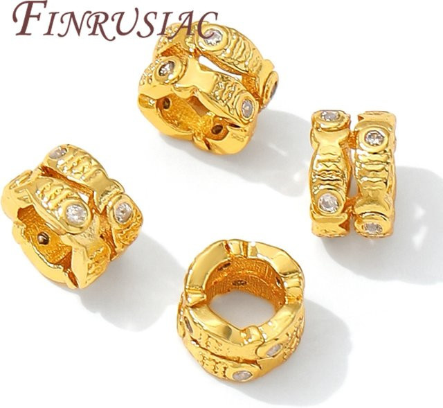 FINRUSIAC Armbandperlen, 18K vergoldetes Messing, Zirkon-Abstandshalterperlen - Bild 1
