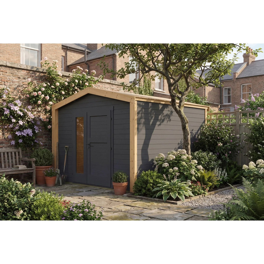 Weka Holz-Gartenhaus Killarney mit Satteldach in Anthrazit-Eiche, B/T/H: 311 x 313 x 246 cm - Bild 2