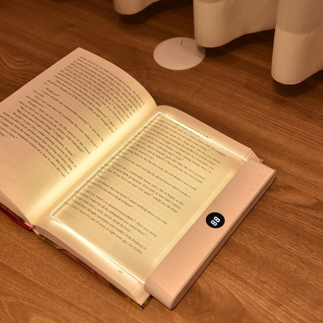 Shenzhi Tech Acryl Buchlampe mit 3 Farbtemperaturen und stufenloser Dimmfunktion, USB-aufladbare Leselampe in Weiß für das Schlafzimmer - Bild 1