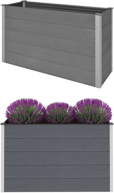 furnicato Garten-Hochbeet aus WPC in Grau, B/T/H: 150 x 50 x 91 cm - Bild 1