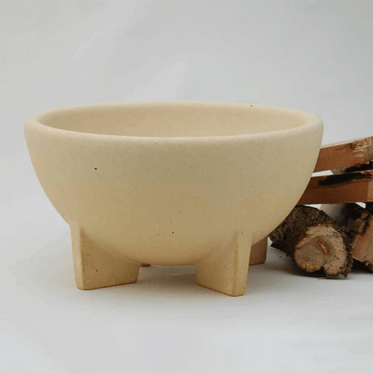 Denk Feuerschale und Grill aus Keramik in Beige - Bild 1