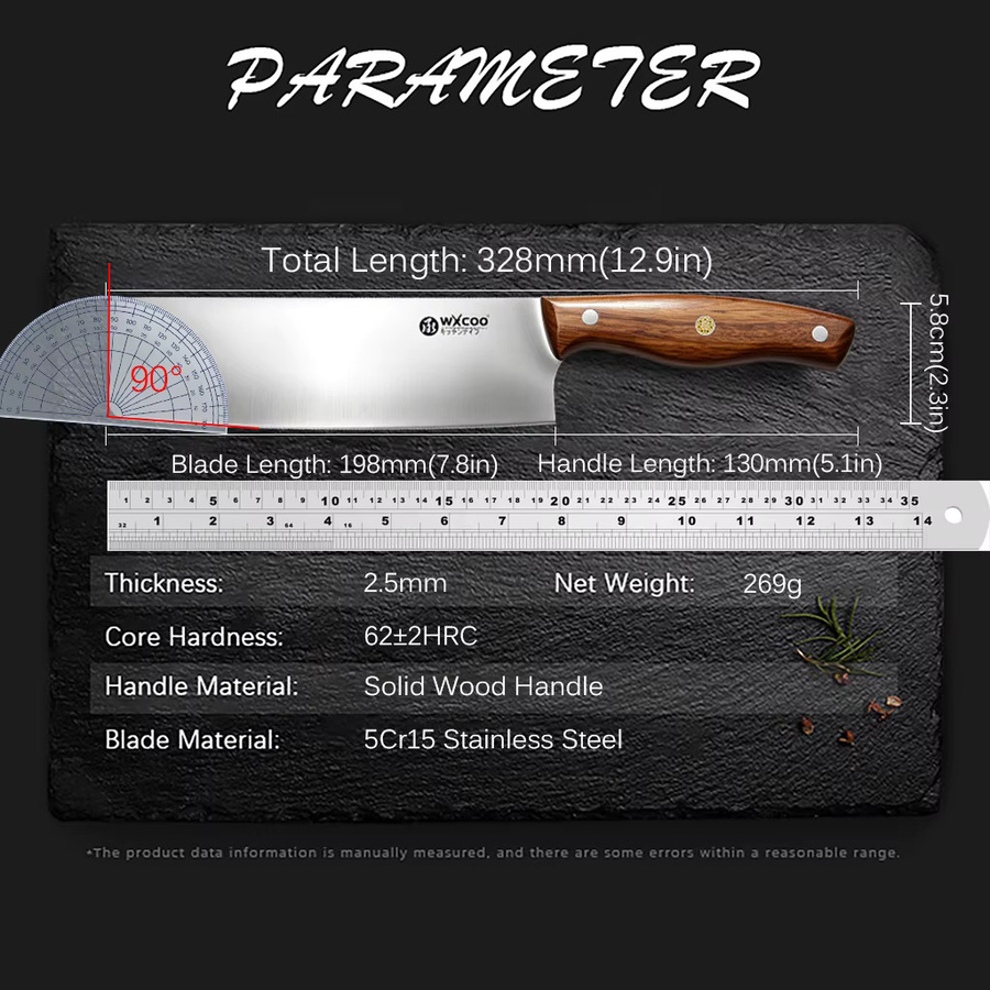 WXCOO Japanisches Küchenmesser als handgefertigtes Fleischbeil und Tranchiermesser mit Holzgriff - Bild 5