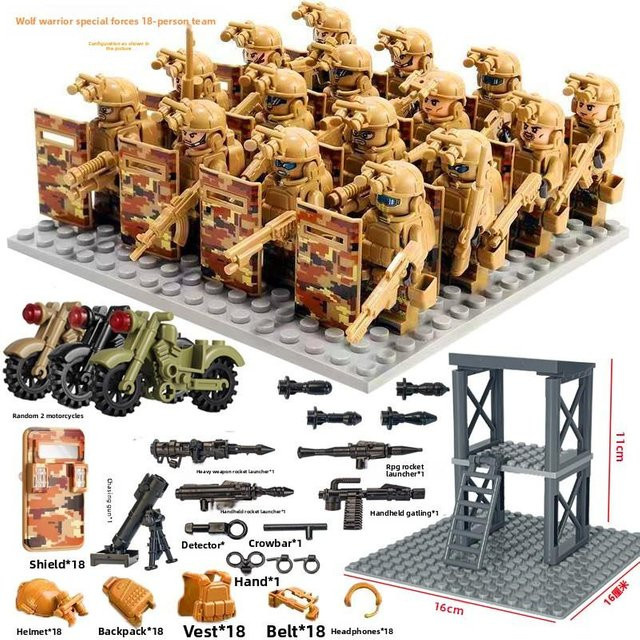 Spezialeinheiten Militärbausteine Zombie Geist Männer Mini-Humanoide Puppe, Wachturm Szene, ab 14 Jahren - Bild 1
