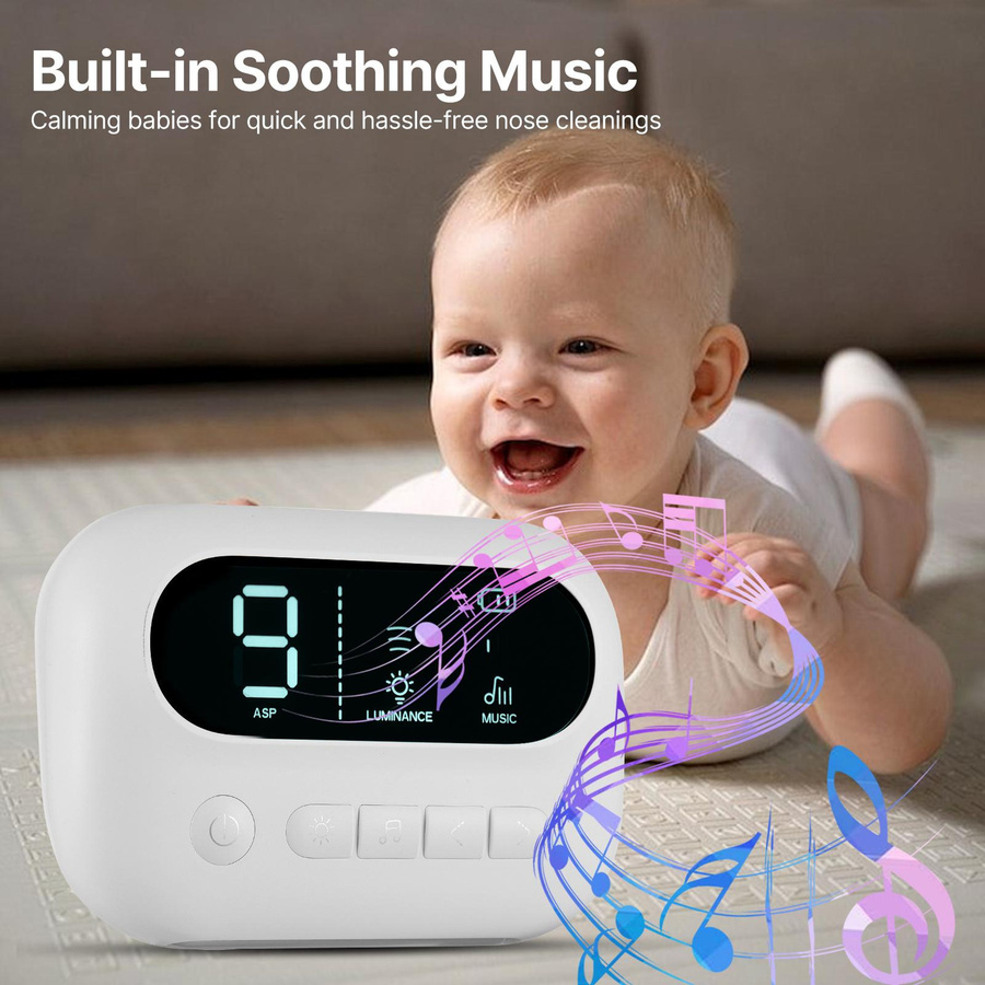 Elektrischer Neoglint Nasensauger für Babys mit 9 Saugstufen und Silikonaufsätzen in Weiß - Bild 4