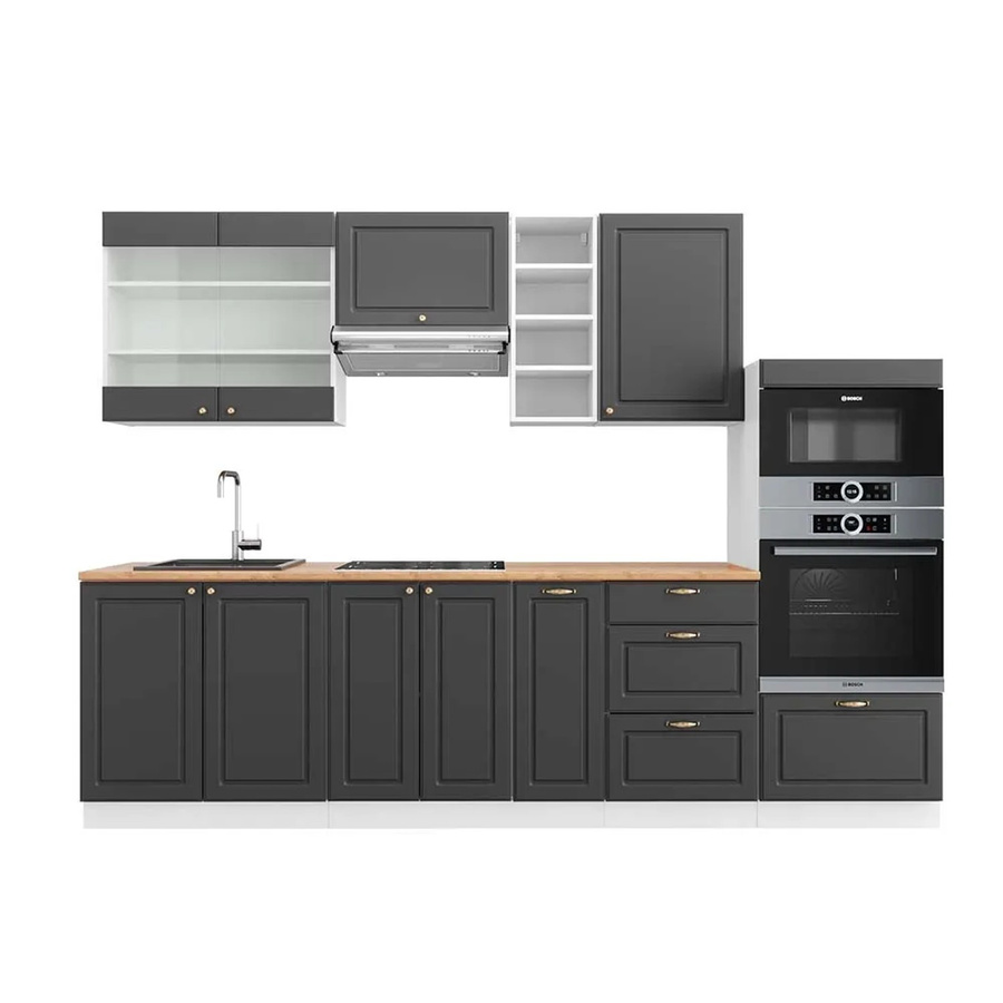 Vicco Fame-Line Küchenzeile in Anthrazit-Gold/Weiß mit Eiche-Optik, Breite: 280 cm, Höhe: 82 cm, Tiefe: 60 cm - Bild 2
