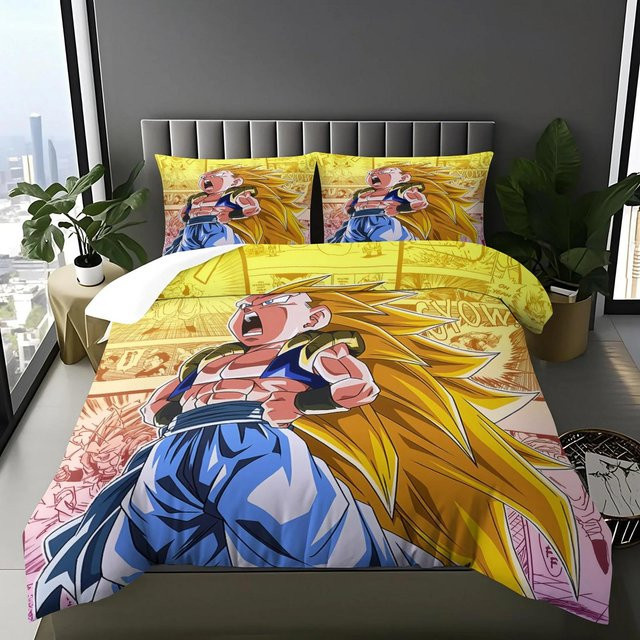 Binchi Fitness Anime Bettwäsche Set Dragon Ball mit Bettbezug und Kissenbezügen, Mehrfarbig, B: 173 cm, L: 218 cm - Bild 1