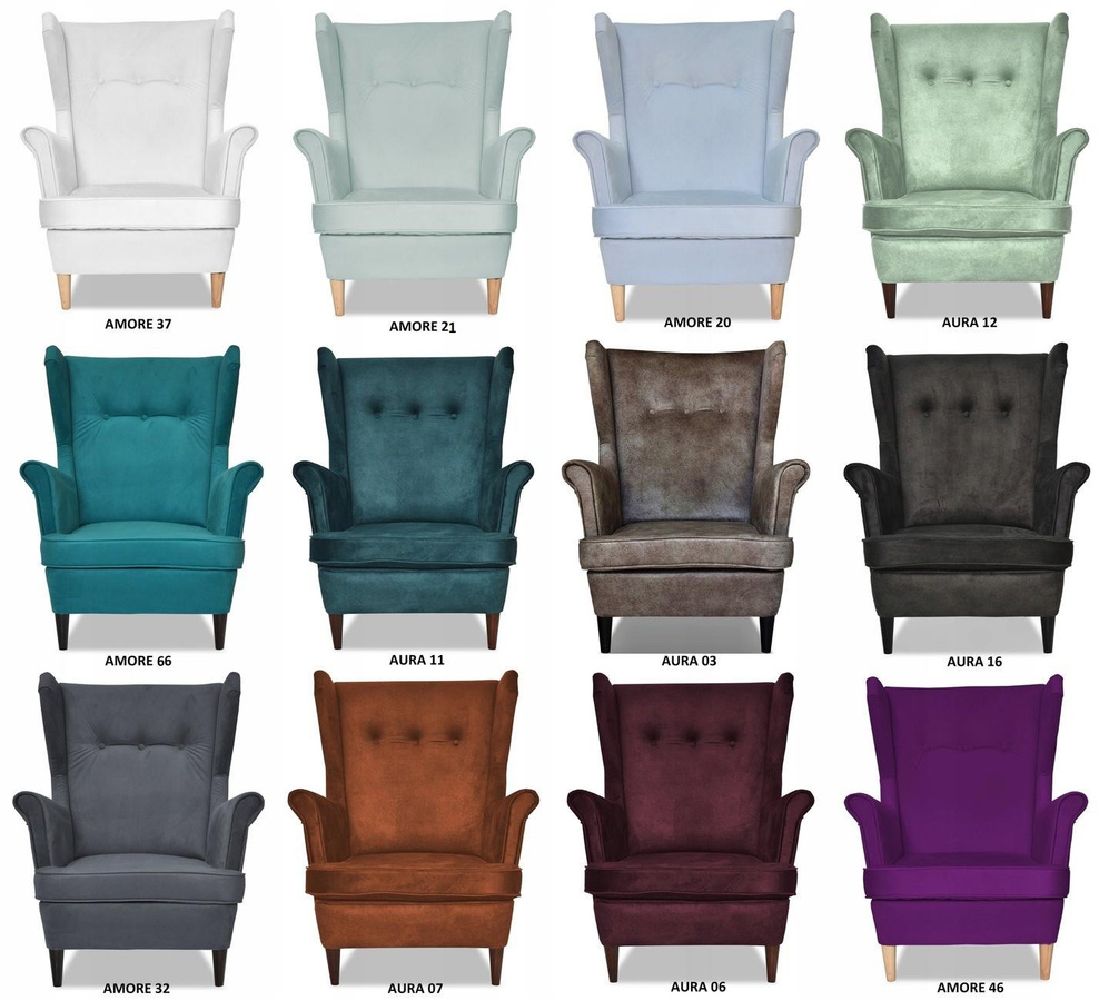 Ohrensessel ARI mit Hocker von Family Meble im skandinavischen Design aus bordeauxfarbenem Samt, H x B x T: 104 x 84 x 92 cm - Bild 3