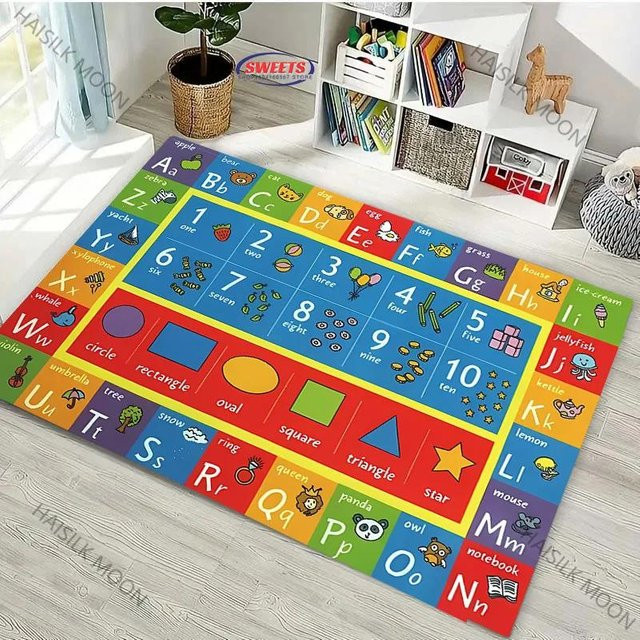 AISILK MOON Pädagogischer Kinder Alphabet Lernteppich, rutschfest und waschbar, Mehrfarbig, B/T: 60 x 40 cm - Bild 1