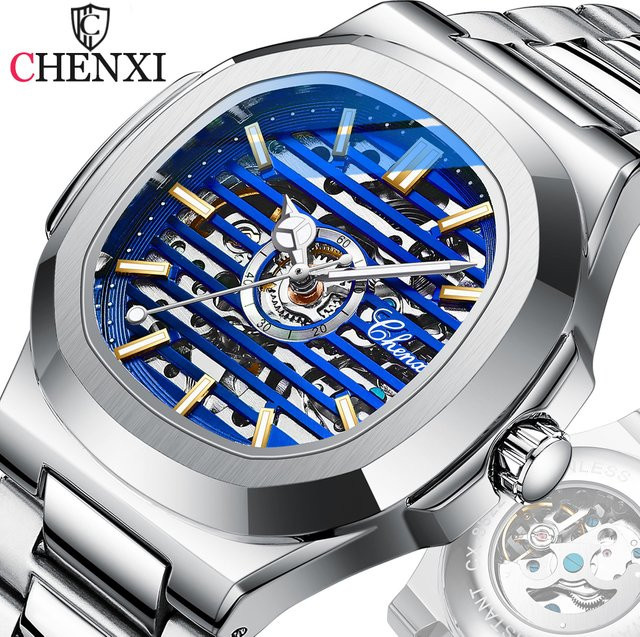 CHENXI Automatik-Armbanduhr Edelstahl, Silber Green, Herren - Bild 1