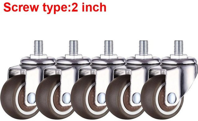 5 Stück Einsteck-Lenkrollen von Binchi Outdoor Equipment aus Weichgummi-TPE in Grau mit Durchmesser 50 mm als Ersatz für Bürostuhlrollen und Möbelräder - Bild 1
