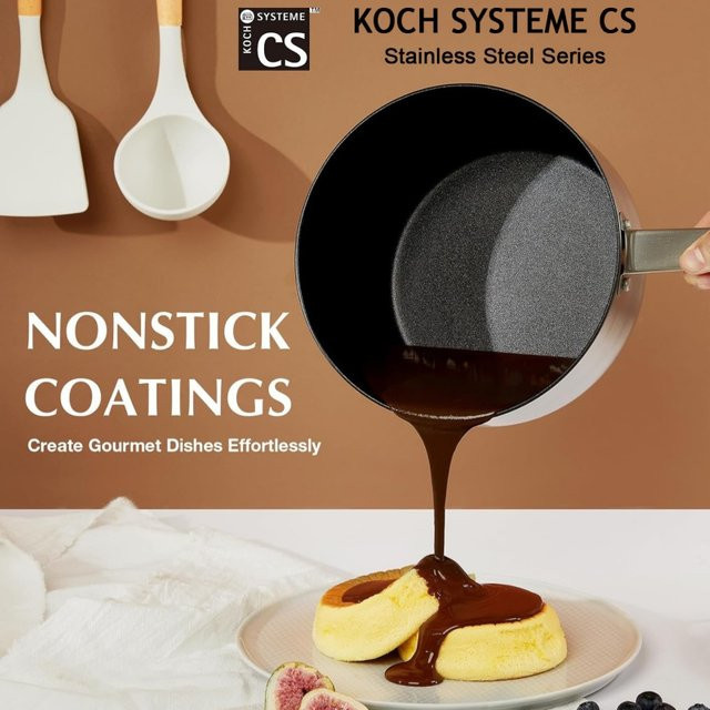 KOCH SYSTEME CS Edelstahl-Eintopf-Set in Silber und Schwarz mit antihaftbeschichteten Töpfen und Deckeln, Induktionskompatibel - Bild 1
