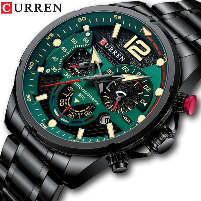 CURREN Armbanduhr, Quarz, Edelstahl, Schwarz, Herren - Bild 1