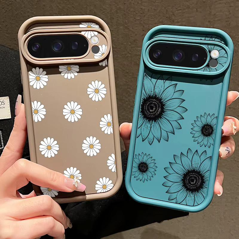 Stoßfeste TPU-Schutzhülle mit Blumenmuster für Google Pixel 7A 8A 8 Pro 9 Pro XL in Weiß - Bild 1