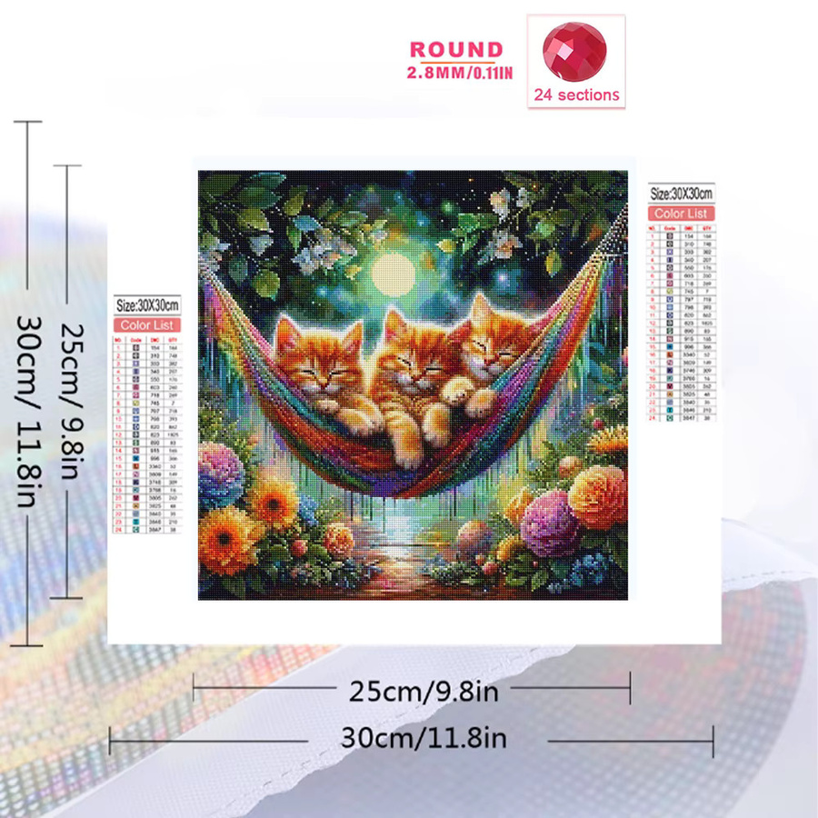 Evershine DIY Diamant-Mosaik Set mit Katzen- und Blumenmotiv für Kinder, rund, Mehrfarbig, B/T/H: 20 x 20 x 20 cm - Bild 2
