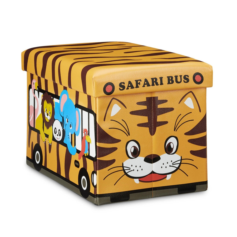 Relaxdays Spielzeugkiste Safari Bus aus Kunstleder, faltbar, multicolor, B/T/H: 48 x 32 x 32 cm - Bild 2