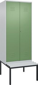 C+P PSA Doppel-Spind Classic PLUS Sitzbank mit 2 Abteilen und Zylinderschloss, B/T/H: 212,0 x 80,0 x 81,5 cm, Farbe: Grau/Grün - Bild 1