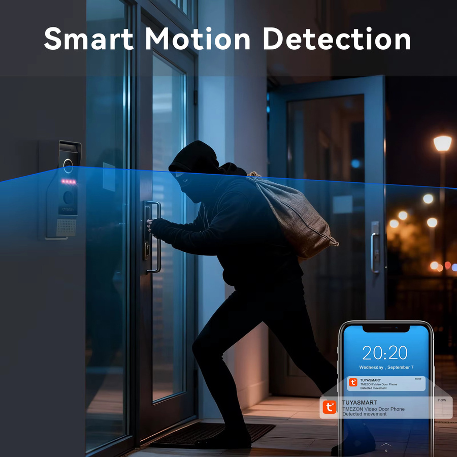 TMEZON Smart Home Video-Gegensprechanlage mit 7 Zoll Touch-Monitor, 1080P WLAN Video-Türsprechanlage und Video-Türklingel, Schwarz - Bild 3