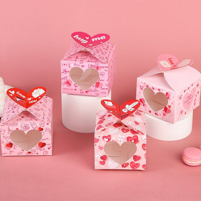 Rosa Candy Box aus Papier mit Herz-Design für Schokolade und Geschenke bei Hochzeiten, Geburtstagen oder Partys - Bild 1