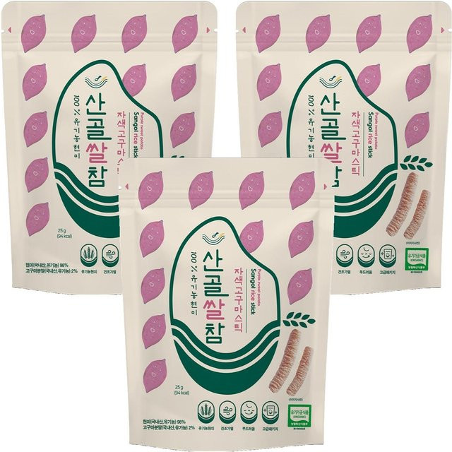 Ecomom Sangol Bio-Reis-Snack Lila Süßkartoffel 3 x 25 g - Bild 1