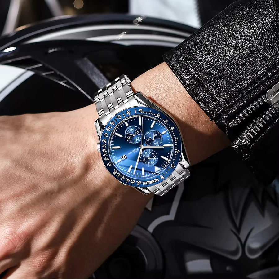 CHENXI Armbanduhr Quarz, Edelstahl, Schwarz, Herren - Bild 3