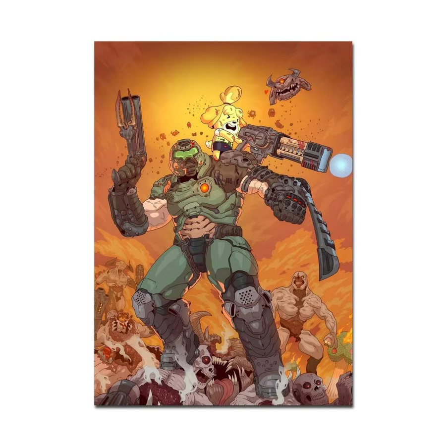 Vintage Poster Game DOOM Eternal Wandkunst im Retro-Stil als mehrfarbige Grafik für deine Wanddekoration - Bild 5