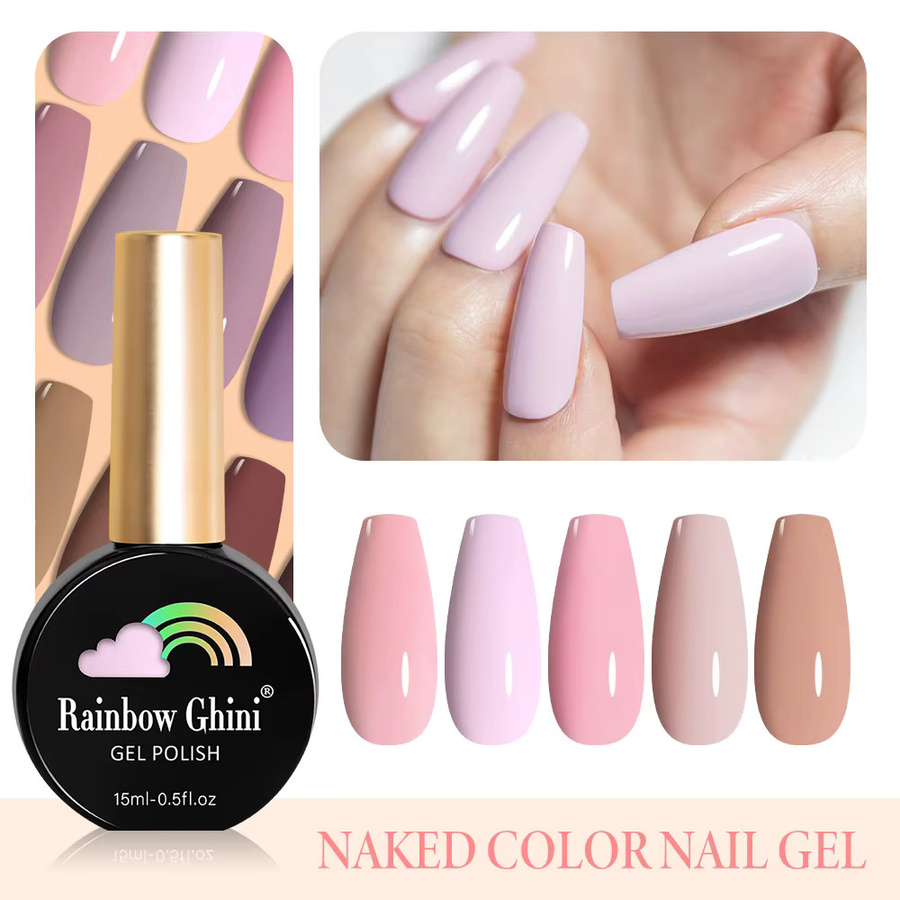 Rainbow Ghini UV-Nagellack, 8 x 15 ml, Rosa Glitzer, Rötlich-Braun, Gel - Bild 4