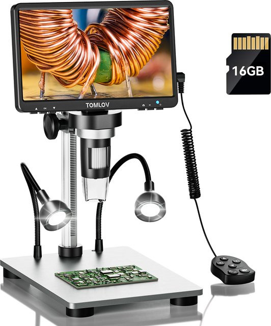TOMLOV Digitales HDMI-Münzmikroskop mit 7-Zoll-LCD-Display, 1200-fache Vergrößerung und 12 MP für Elektronik, Löten und Telefonreparatur - Bild 1