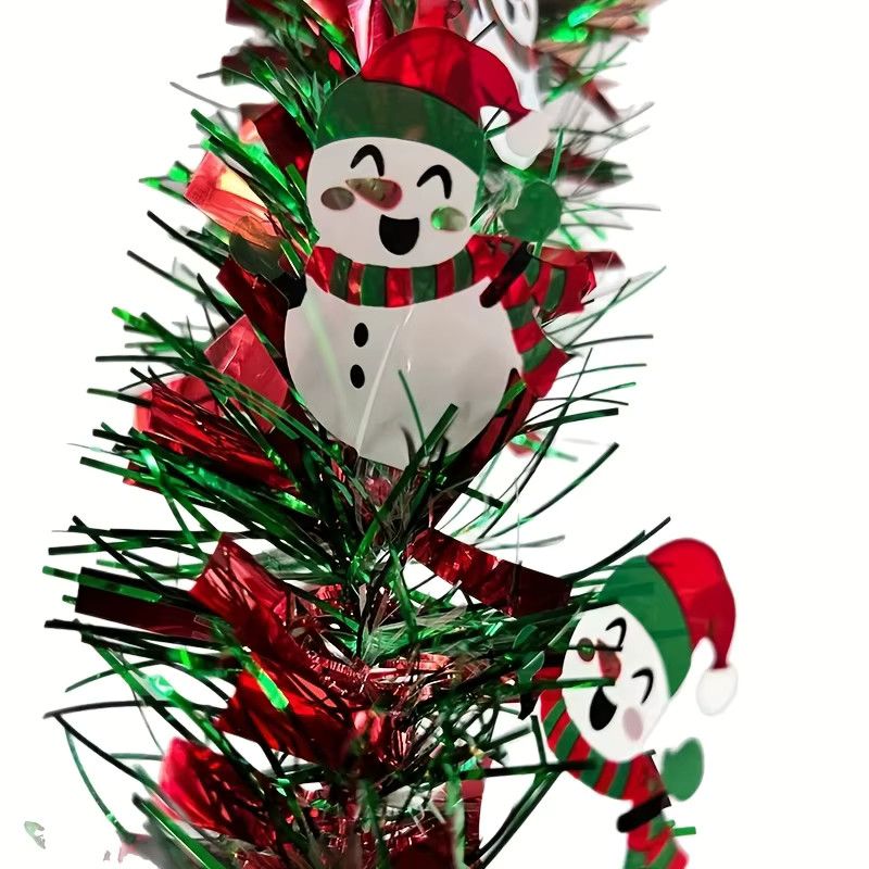 DUTRIEUX Weihnachtsgirlande mit Schneemann-Dekorationen aus Kunststoff in Rot und Grün, Länge: 393,7 cm - Bild 2