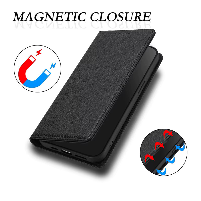 Magnetische Brieftaschen-Schutzhülle für T-Mobile T Phone 3 und Revvl 8 Flip in Schwarz von KL-Boutiques - Bild 2