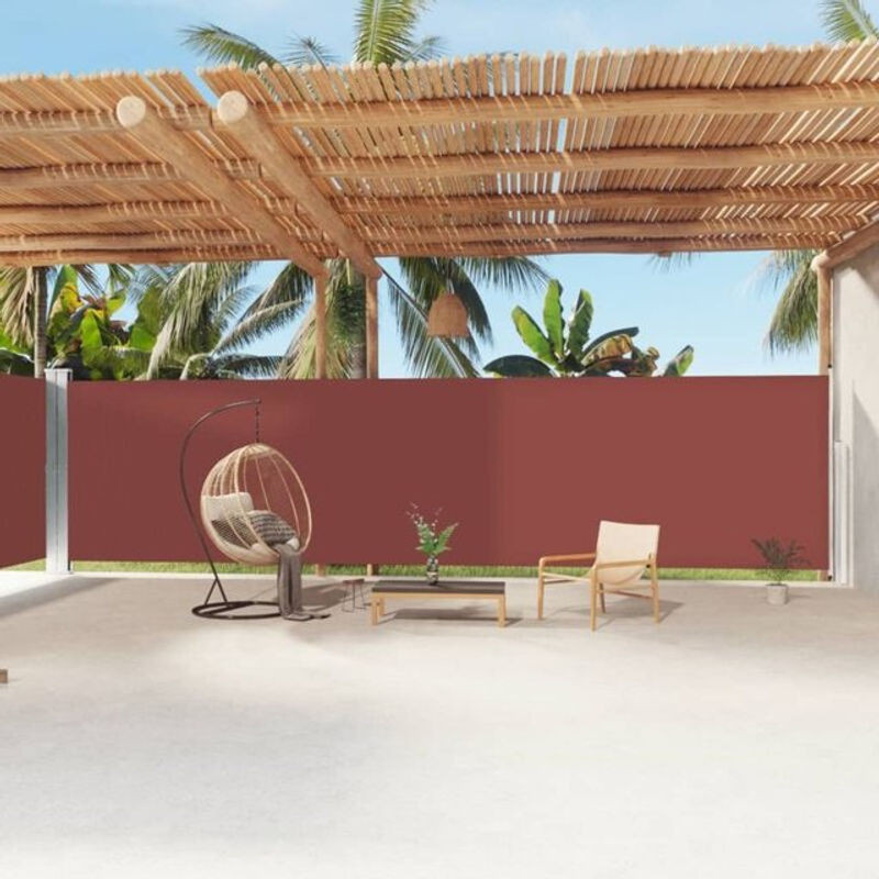 Ausziehbare Seitenmarkise von vidaXL in Braun mit Polyester und Aluminium, B/H: 1200 x 200 cm - Bild 1