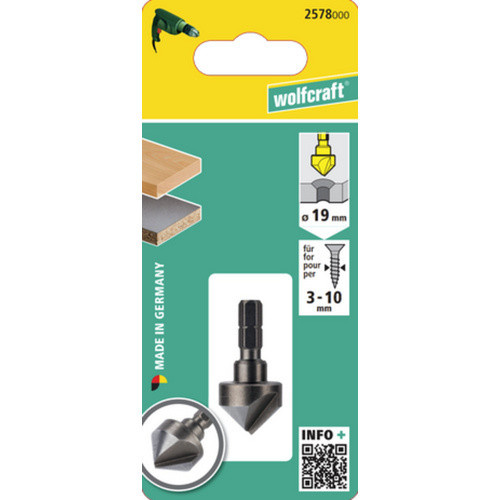 Wolfcraft Senker mit 1/4-Zoll-Sechskant in Schwarz, Durchmesser: 19 mm - Bild 2