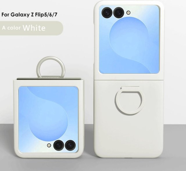 Stoßfeste Silikon Handyhülle mit Fingerring für Samsung Galaxy Z Flip 6 und Z Flip 5, 2-teiliges Set aus Silikon und hartem PC in Bonbonfarben - Bild 1