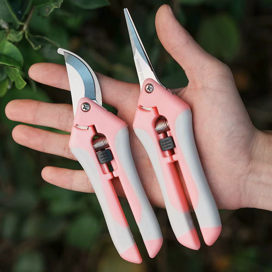 Dobeli Automatische Rückprall-Gartenschere in Pink mit Edelstahlklinge und ergonomischem Griff - Bild 3