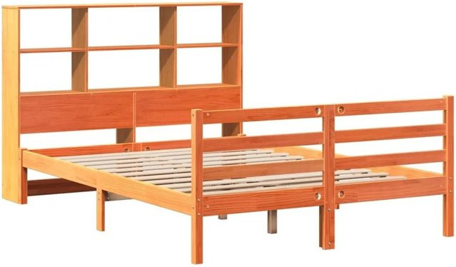 vidaXL Massivholzbett aus Kiefernholz in Braun, Rustikaler Stil, Wachsfinish, B/T/H: 150 x 200 cm - Bild 1