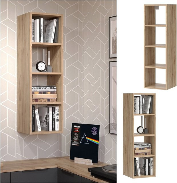 Vicco Wandregal Wido Eiche mit 4 offenen Ablagen, Breite: 100 cm, Tiefe: 30 cm, Höhe: 30 cm - Bild 1